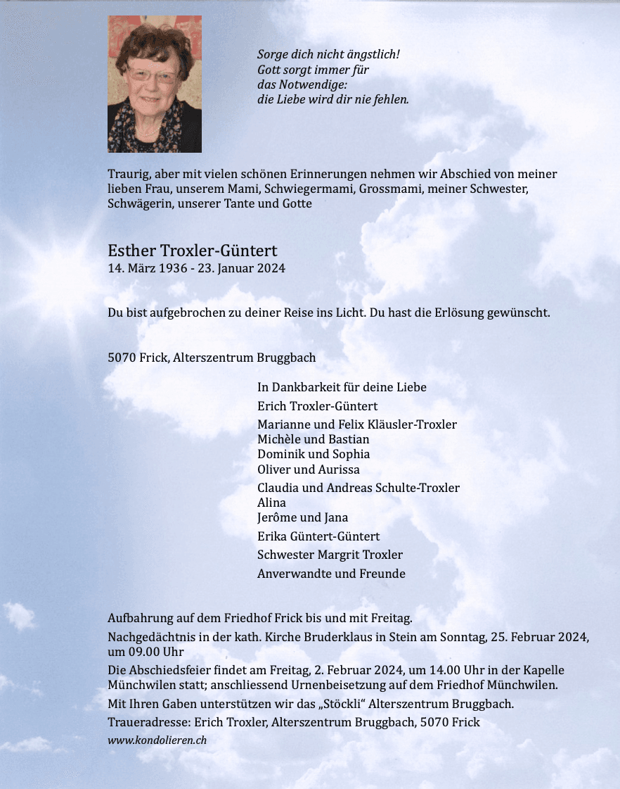 Bild der Todesanzeige