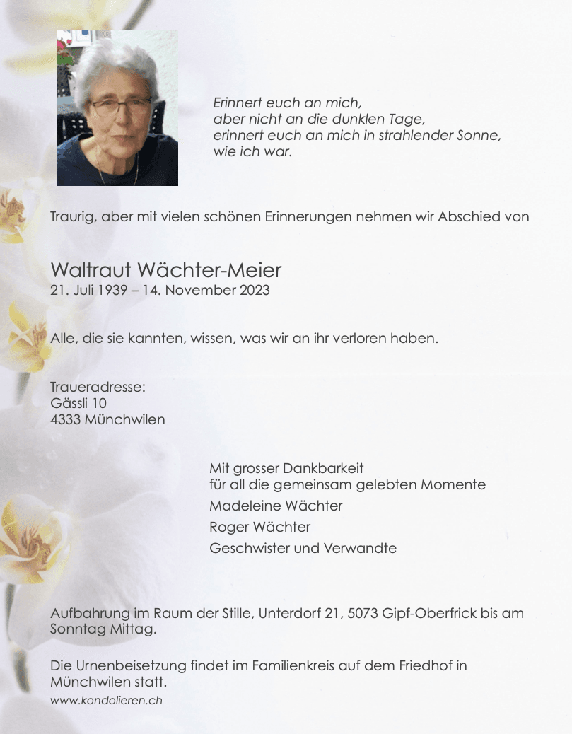 Bild der Todesanzeige