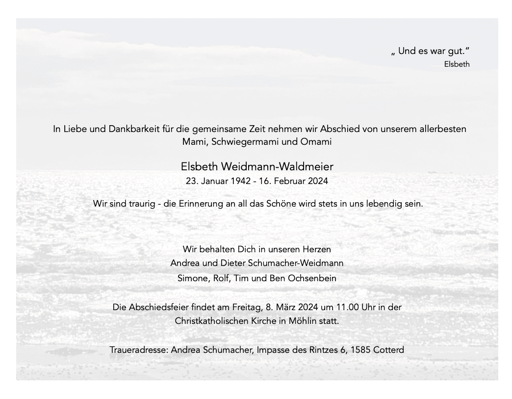 Bild der Todesanzeige
